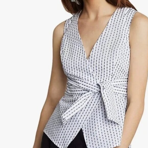 BCBGMaxAzria Ikat Striped Faux Wrap Top S NWT - Picture 7 of 16